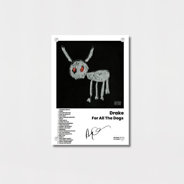For All The Dogs Album Cover & Tracklist Wall Art